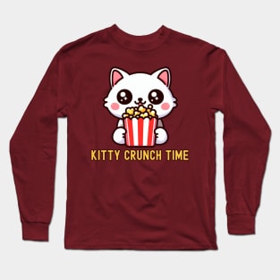 Cute Popcorn eater kitty Long Sleeve T-Shirt